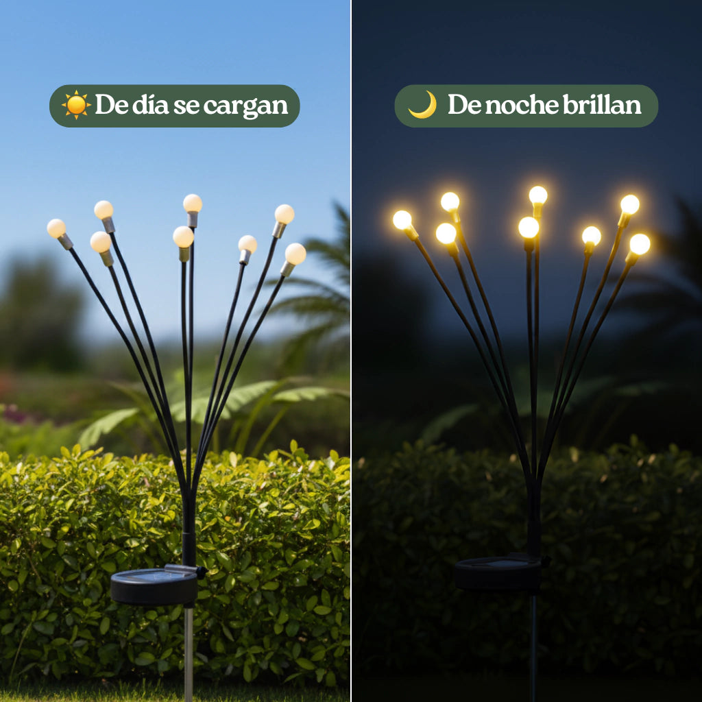 2x1 Ramo de luces solares para jardín + Girnalda solar forma de gota de Regalo